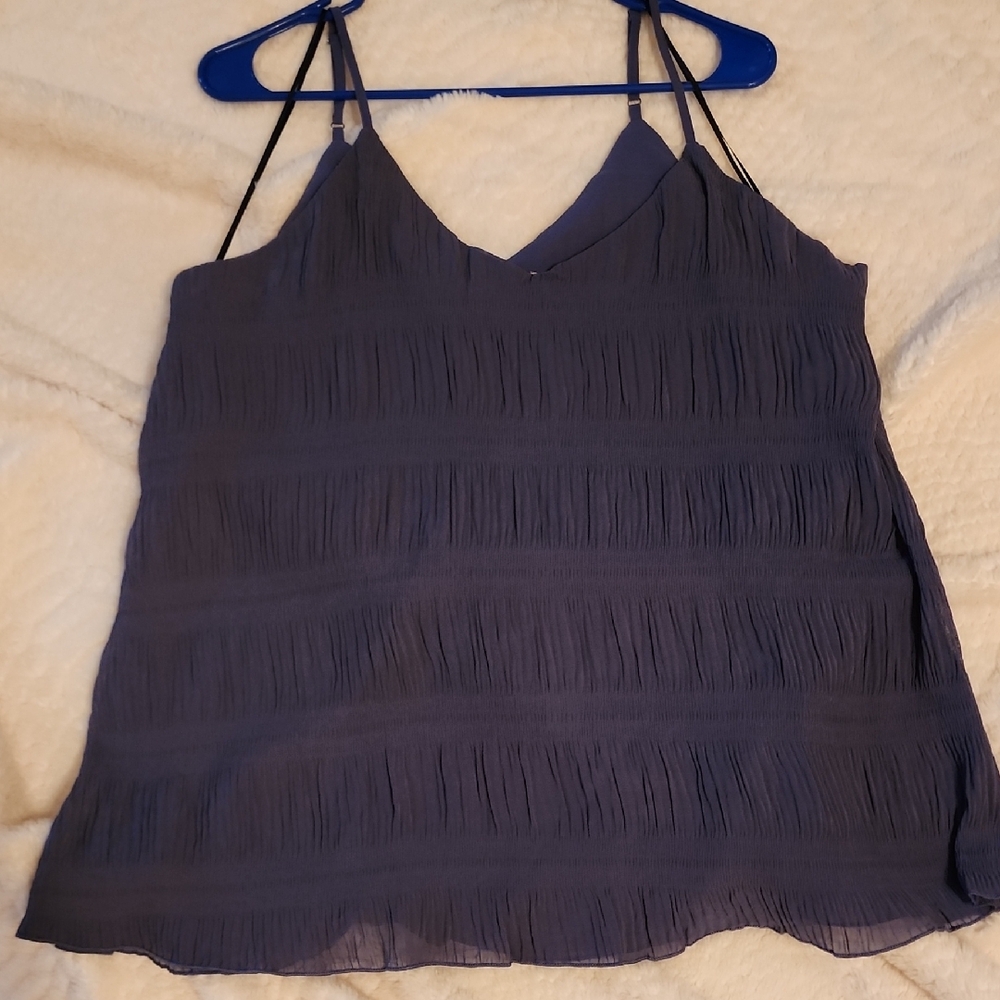 Blue Ruched Sleeveless Camisole